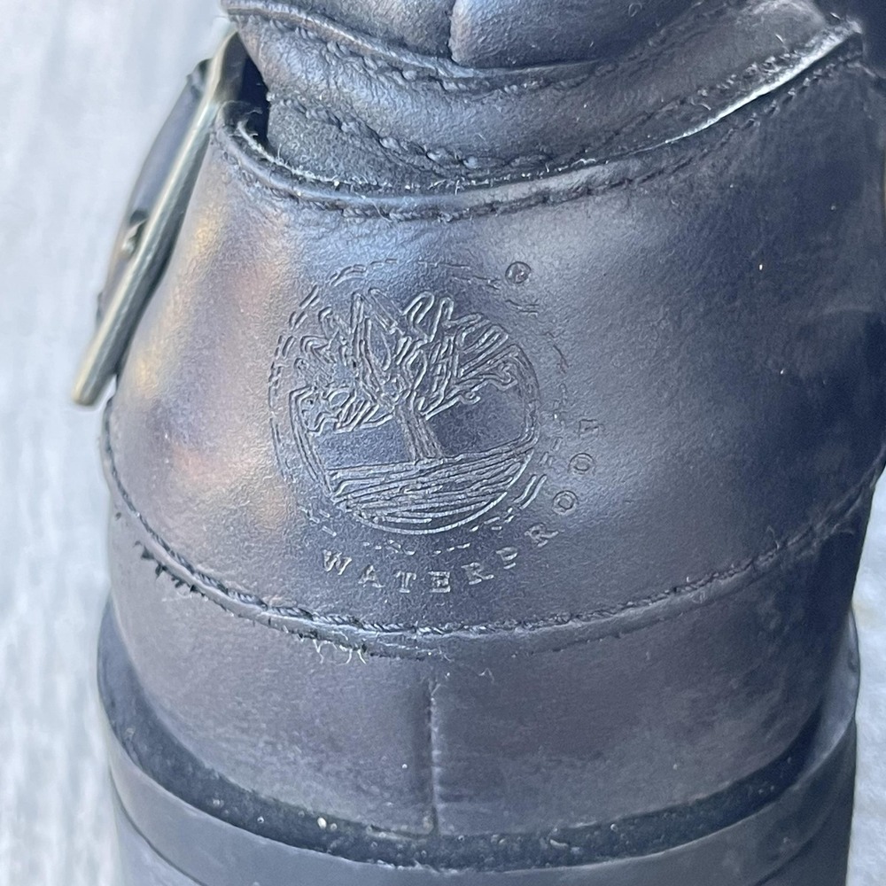 Timberland Boots Women 7.5M Black Leather Waterproof Knee High Riding SOLD OUT - Picture 15 of 16